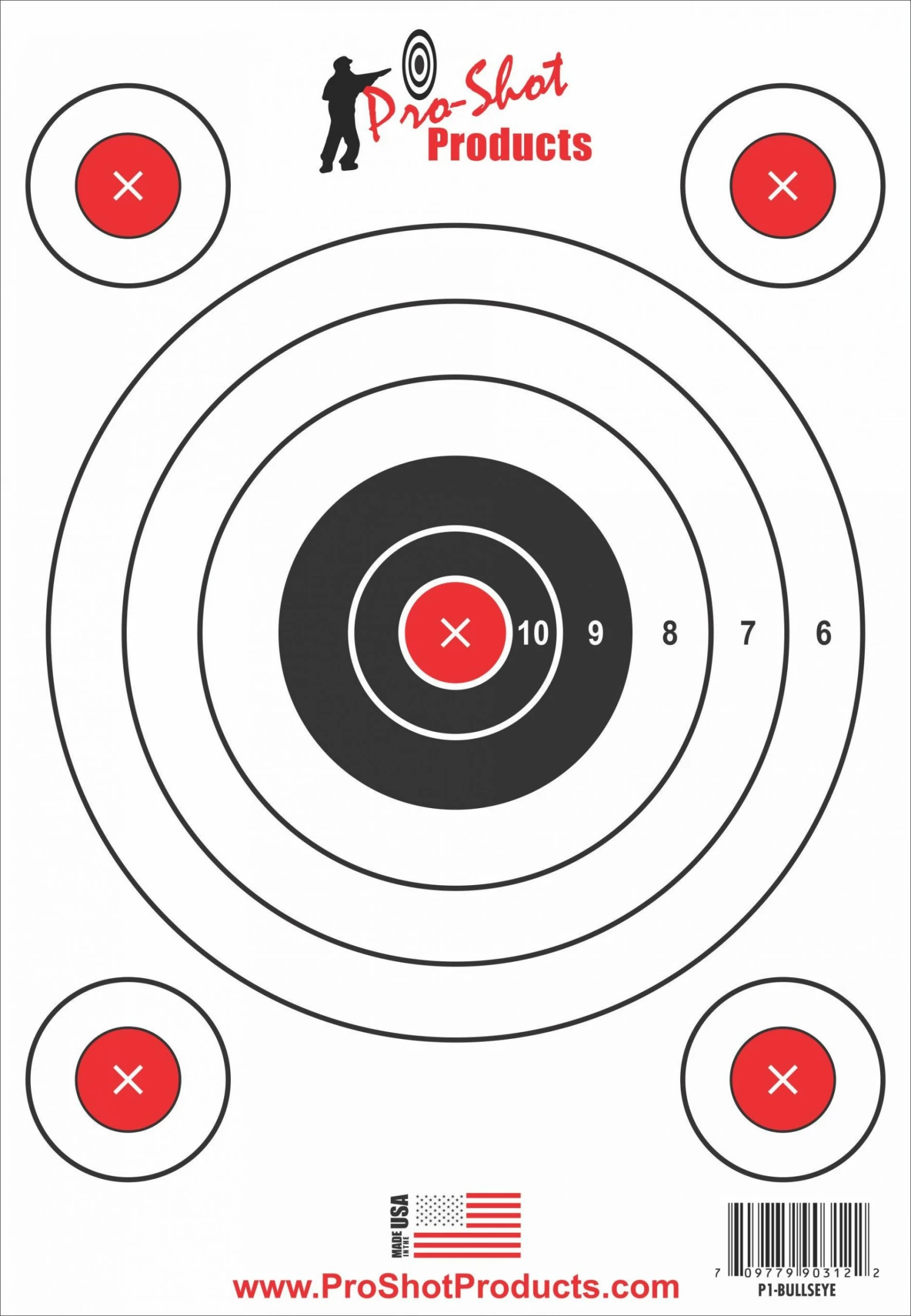 Pro-Shot 9" x 13" 5 Bullseye Target with Adhesive Backing 6 Pack P1-Bullseye - Shooting Supplies