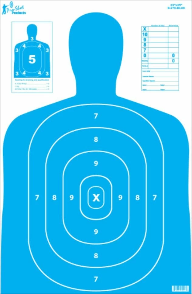 Pro-Shot 23" x 35" B27 Silhouette Target- Blue 5 Pack B-27E-BLUE-5PK - Shooting Supplies