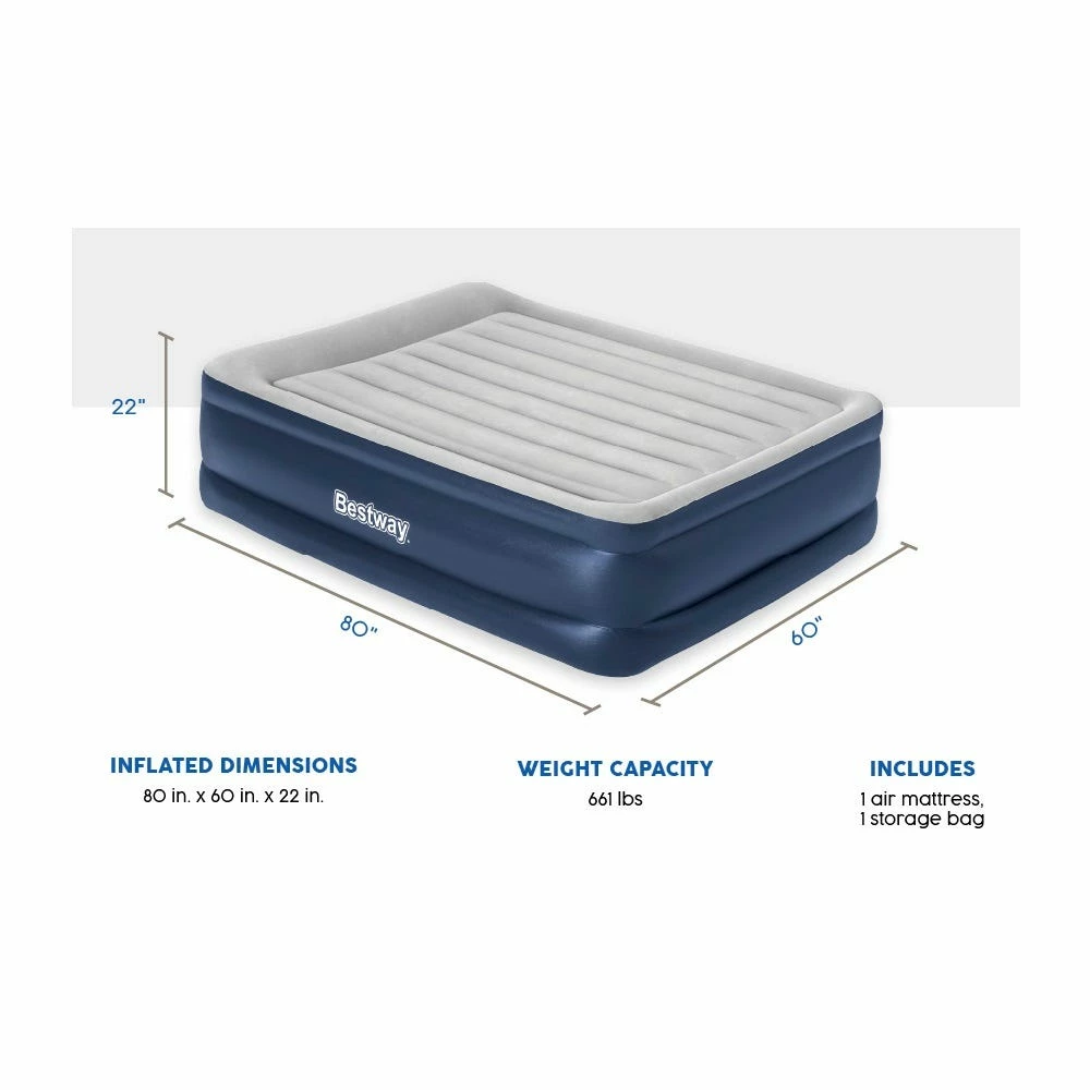 Bestway Tritech Airbed Queen 22" Built-in AC Pump - 67615E - Sleeping Pads & Beds - Image 4