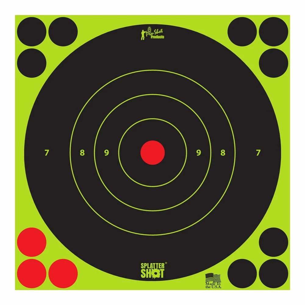 Pro-Shot Splatter Shot 8" Green Bullseye Target, 6 Pack - 8B-GREEN-6PK - Shooting Supplies